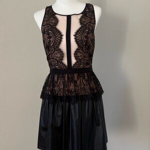 BCBGMaxAzria Black and Tan Lace Dress